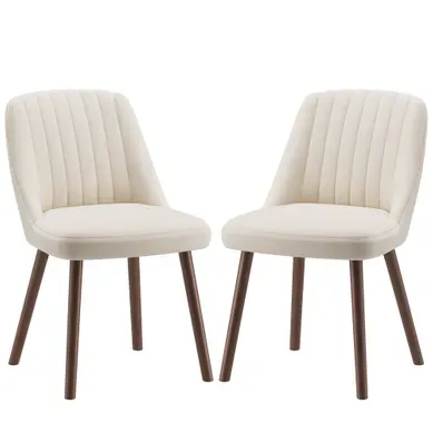 Lot 2 Chaises Salle Manger Dossier Coquillage Tissu Doux Pieds Bois Massif Style Scandinave Beige Lot 2 Chaises Salle Manger Dossier Coquillage Tissu Doux Pieds Bois Massif Style Scandinave Beige