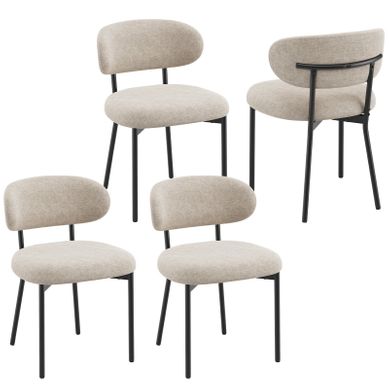 Lot 4 Chaises Salle Manger Dossier Pieds Metal Tissu Rembourre Cuisine Salon Marron Lot 4 Chaises Salle Manger Dossier Pieds Metal Tissu Rembourre Cuisine Salon Marron