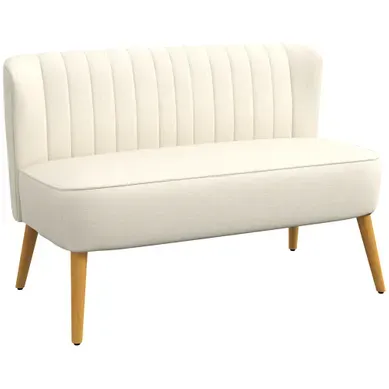 Banquette 2 Places - Canapé Droit Moderne Avec Coussins 117x56.5x77 Cm Polyester Gris