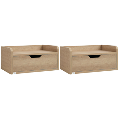 Lot De 2 Tables De Chevet Murales Tables De Nuit Suspendues Tiroir Plateaubois 40x30x19,5 Cm