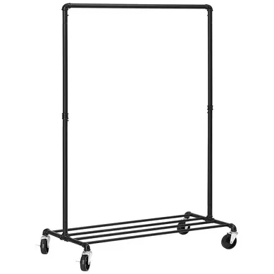 Portant à Vêtements à Roulettes, Charge 90 Kg, Une Barre Métallique, étagère Robuste, Noir Hsr61bk Portant à Vêtements à Roulettes, Charge 90 Kg, Une Barre Métallique, étagère Robuste, Noir Hsr61bk