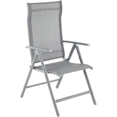 Chaise De Jardin Pliable, Cadre En Aluminium, Dossier Réglable Sur 8 Positions, Charge 150 Kg, Gris