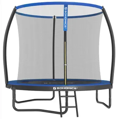Trampoline Pour Enfants Diamètre 244 Cm, Filet De Protection, Poteau Incurvé 180 Cm, Noir Et Bleu Trampoline Pour Enfants Diamètre 244 Cm, Filet De Protection, Poteau Incurvé 180 Cm, Noir Et Bleu