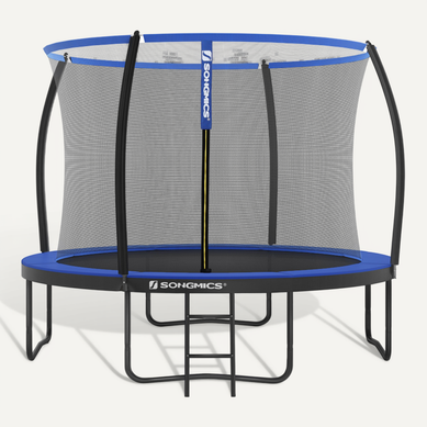 Trampoline Pour Enfants Diamètre 366 Cm, Filet De Protection, Poteau Incurvé 180 Cm, Noir Et Bleu