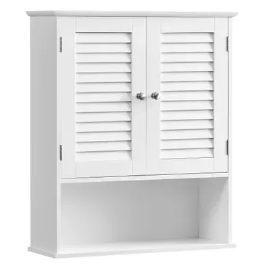 Meuble Mural, Armoire De Salle De Bain, 60 X 20 X 70 Cm, 2 Portes Et étagère Ouverte, Blanc Meuble Mural, Armoire De Salle De Bain, 60 X 20 X 70 Cm, 2 Portes Et étagère Ouverte, Blanc