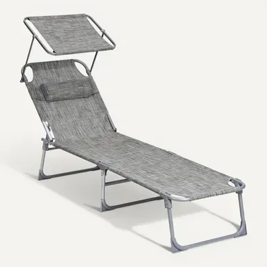 Transat De Relaxation, Avec Appui-tête, Dossier Et Parasol Inclinable