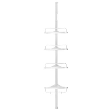 85-305 Cm étagère De Douche Pour Salle De Bain Avec Tubes Télescopiques Et 4 Tablettes 85-305 Cm étagère De Douche Pour Salle De Bain Avec Tubes Télescopiques Et 4 Tablettes