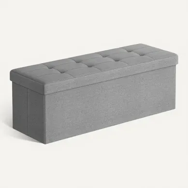 Banc Avec Espace De Rangement, Pliable, Capacité De Charge 300 Kg, 131 L, Gris Clair