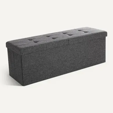Pouf, Banc De Rangement, Bout De Lit, Coffre De Rangement 120l, Banquette Grise Foncé Pouf, Banc De Rangement, Bout De Lit, Coffre De Rangement 120l, Banquette Grise Foncé