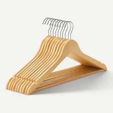 Cintre Bois, Lot De 10, Avec Encoches Antiglisse, Couleur Boisée Cintre Bois, Lot De 10, Avec Encoches Antiglisse, Couleur Boisée
