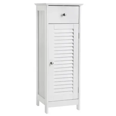Armoire De Rangement De Salle De Bain Avec Tiroir, Porte Persienne, 32 X 30 X 87 Cm, Blanc Armoire De Rangement De Salle De Bain Avec Tiroir, Porte Persienne, 32 X 30 X 87 Cm, Blanc