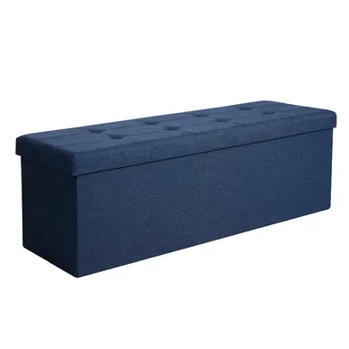 Bout De Lit Pliable,banc De Rangement,avec Couvercle,bleu Foncé Bout De Lit Pliable,banc De Rangement,avec Couvercle,bleu Foncé