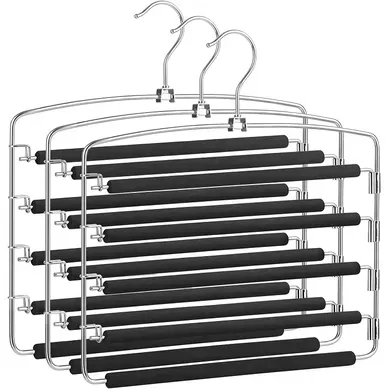 Cintre Pour Pantalons, Lot De 3 Cintres Métalliques à Multiples Niveaux, Avec Barres Antidérapantes Cintre Pour Pantalons, Lot De 3 Cintres Métalliques à Multiples Niveaux, Avec Barres Antidérapantes