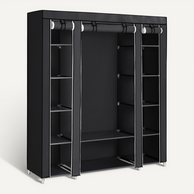 Penderie Pliable En Tissus, Avec Tringle, étagères, Housse, 150 X 45 X 175 Cm, Noir Penderie Pliable En Tissus, Avec Tringle, étagères, Housse, 150 X 45 X 175 Cm, Noir