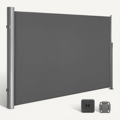 Store Latéral Extractible, Brise Vue 1,6 X 3 M, Tissus En Polyester Gris Foncé Store Latéral Extractible, Brise Vue 1,6 X 3 M, Tissus En Polyester Gris Foncé