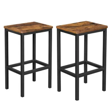 Tabouret De Bar, Lot De 2, 40 X 30 X 65 Cm, Style Industriel, Marron Rustique