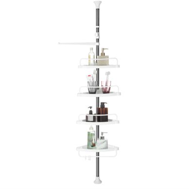étagère De Douche Télescopique,étagère D’angle De Salle De Bain,hauteur 95-300 Cm,blanc étagère De Douche Télescopique,étagère D’angle De Salle De Bain,hauteur 95-300 Cm,blanc