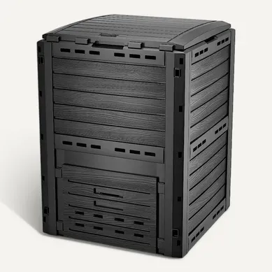 Composteur De Jardin 300l Qualité Supérieure Pour Jardin Déchets Imitation Style Bois Noir Composteur De Jardin 300l Qualité Supérieure Pour Jardin Déchets Imitation Style Bois Noir