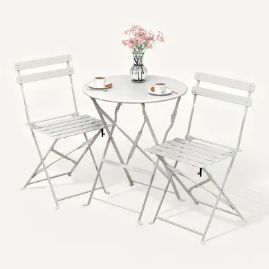 Ensemble Bistro Extérieur 1 Table 2 Chaises Acier Blanc Ensemble Bistro Extérieur 1 Table 2 Chaises Acier Blanc