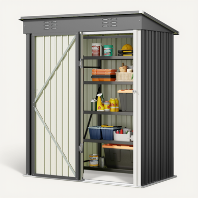 Abris De Jardin En Metal 162 X 95 X 182 Cm Cabanon Gris Sur Terrain Abris De Jardin En Metal 162 X 95 X 182 Cm Cabanon Gris Sur Terrain
