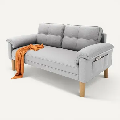 Canapé 2 Places Relax Tissu Gris Clair,145 X 77 X 77 Cm Canapé 2 Places Relax Tissu Gris Clair,145 X 77 X 77 Cm
