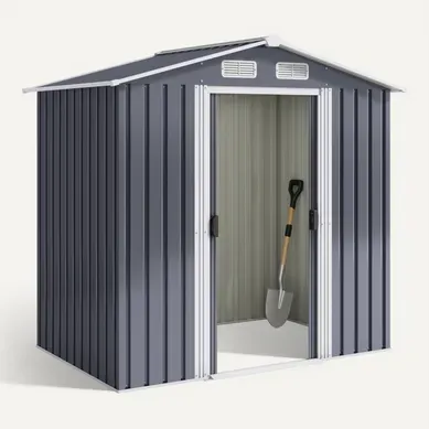 Abri De Jardin Métal 2,19 ㎡ Acier Galvanisé Cabanon Anthracite Sur Terrain 184 X 119 X 186 Cm Abri De Jardin Métal 2,19 ㎡ Acier Galvanisé Cabanon Anthracite Sur Terrain 184 X 119 X 186 Cm
