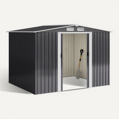 Abri De Jardin Métal 4,77 ㎡ Acier Galvanisé Cabanon Anthracite Sur Terrain 247 X 193 X 179 Cm Abri De Jardin Métal 4,77 ㎡ Acier Galvanisé Cabanon Anthracite Sur Terrain 247 X 193 X 179 Cm