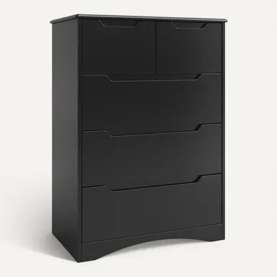 Commode 5 Tiroirs Chiffonnier Noir 72 X 41 X 94 Cm