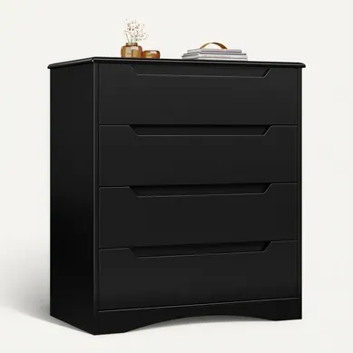 Commode 4 Tiroirs Chiffonnier Noir 72 X 41 X 82 Cm Commode 4 Tiroirs Chiffonnier Noir 72 X 41 X 82 Cm