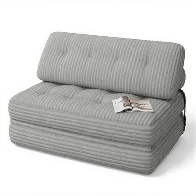 Canapé Convertible Fauteuil Lit 2 Place Dossier Gris Clair Velours Côtelé Longue Coussin 130x90cm Canapé Convertible Fauteuil Lit 2 Place Dossier Gris Clair Velours Côtelé Longue Coussin 130x90cm