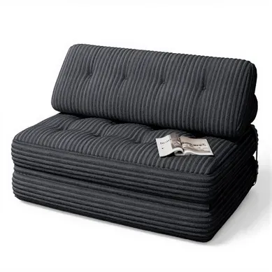 Canapé Convertible Fauteuil Lit 2 Place Dossier Gris Foncé Velours Côtelé Longue Coussin 130x90cm Canapé Convertible Fauteuil Lit 2 Place Dossier Gris Foncé Velours Côtelé Longue Coussin 130x90cm