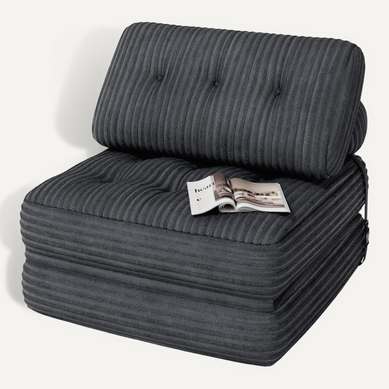 Canapé Convertible Fauteuil Lit 1 Place Dossier Sans Installation Gris Foncé Velours Côtelé 85x85cm Canapé Convertible Fauteuil Lit 1 Place Dossier Sans Installation Gris Foncé Velours Côtelé 85x85cm