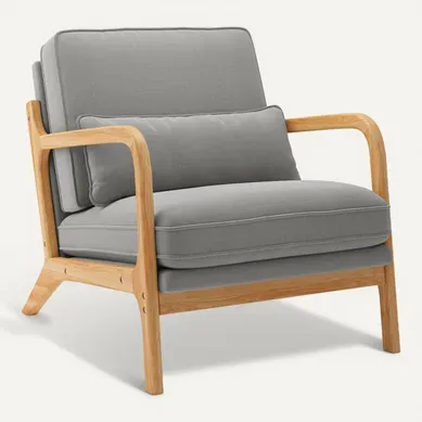 Fauteuil Tissu En Lin 65 X 82 X 75 Cm Gris
