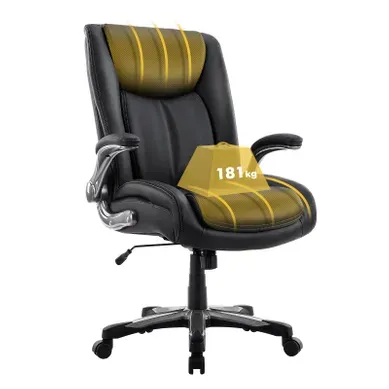 Chaise De Bureau Ergonomique Et Robuste, Charge Maximale 181 Kg, Noir