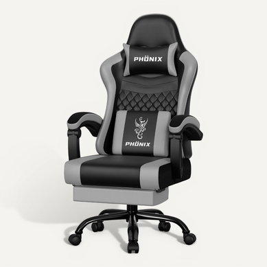 Chaise Gaming, Fauteuil Gamer Inclinable De 90° à 165°, Hauteur Réglable, Confortable - Gris Chaise Gaming, Fauteuil Gamer Inclinable De 90° à 165°, Hauteur Réglable, Confortable - Gris
