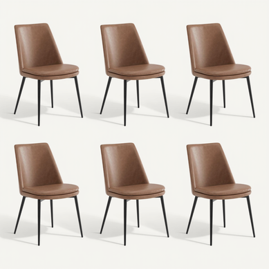 Lot De 6 Chaises De Salle à Manger, En Pu, Pieds En Métal, Avec Dossier Marron Lot De 6 Chaises De Salle à Manger, En Pu, Pieds En Métal, Avec Dossier Marron