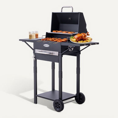 Barbecue Charbon de Bois, Grille Émaillée, Avec Tablette Latérale, Incluant Kit de Montage Barbecue Charbon de Bois, Grille Émaillée, Avec Tablette Latérale, Incluant Kit de Montage