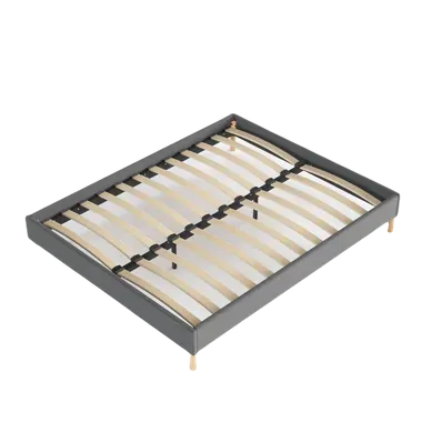 Sommier 180x200 Cm, Tissu Gris, Pieds En Bois