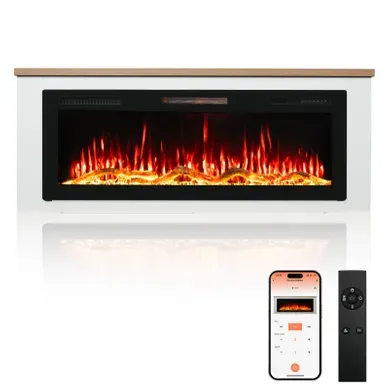 50'' Cheminée Électrique, 1000/2000W, Flamme 3D, APP Contrôle, Meuble Incluse 50'' Cheminée Électrique, 1000/2000W, Flamme 3D, APP Contrôle, Meuble Incluse