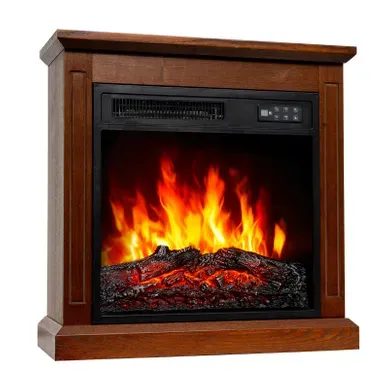 18'' Cheminée Électrique, 900/1800W, Flamme 3D, Bandeau LED, Meuble Incluse en marron 18'' Cheminée Électrique, 900/1800W, Flamme 3D, Bandeau LED, Meuble Incluse en marron