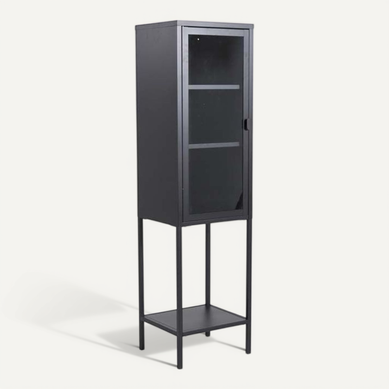 Armoire Vitrée Avec Étagère En Acier Misha Noir