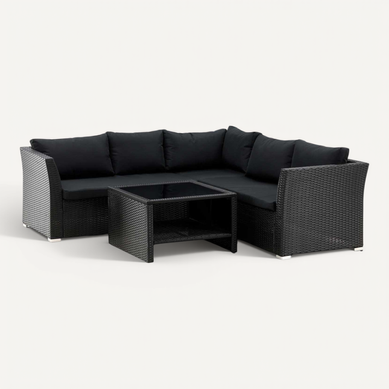 Salon D'angle De Jardin "haiti" 194cm Noir