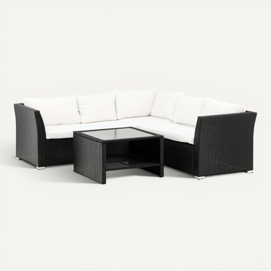 Salon D'angle De Jardin "haiti" 194cm Noir et Blanc