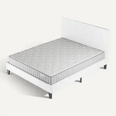 Ensemble 140x190 cm, lit avec tête de lit + matelas mousse Ép.22cm à mémoire de forme