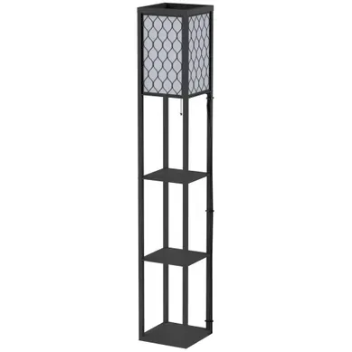 Lampadaire Avec étagère 3 Niveaux En Panneau De Particules Douille E27 26x26x160 Cm Lampadaire Avec étagère 3 Niveaux En Panneau De Particules Douille E27 26x26x160 Cm