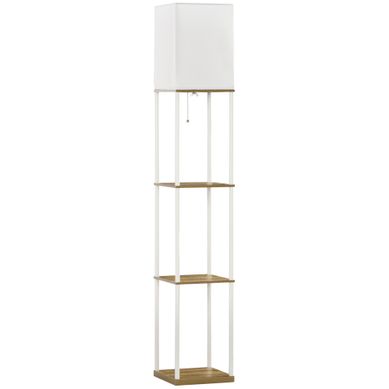 Lampadaire Avec 3 étagères En Mdf Et Métal Blanc Et Marron 26x26x159 Cm Lampadaire Avec 3 étagères En Mdf Et Métal Blanc Et Marron 26x26x159 Cm