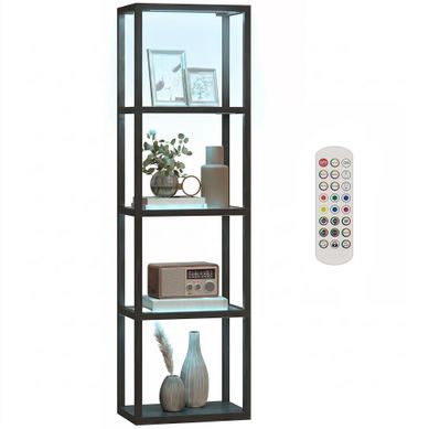 Lampadaire Avec 3 étagères En Verre Trempé LED Rgb Noir 45x29x157 Cm Lampadaire Avec 3 étagères En Verre Trempé LED Rgb Noir 45x29x157 Cm