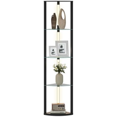 Lampadaire étagère D'angle LED 5 Tablettes En Verre Noir 41.5x29.5x162 Cm Lampadaire étagère D'angle LED 5 Tablettes En Verre Noir 41.5x29.5x162 Cm
