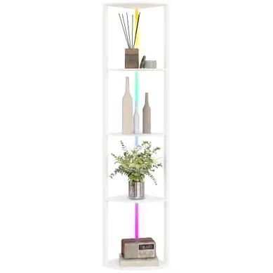 Lampadaire étagère D'angle LED Rgb Dimmable En Mdf Avec Télécommande 42x29.5x163 Cm Lampadaire étagère D'angle LED Rgb Dimmable En Mdf Avec Télécommande 42x29.5x163 Cm