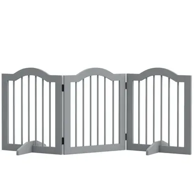 Barrière Pour Chien Pliable 3 Panneaux En Bois Et Mdf Gris Clair 154.5x61 Cm